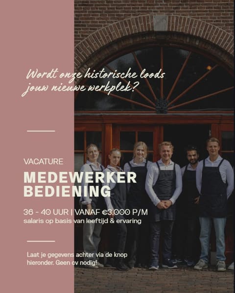 Wervingscampagne Medewerker bediening bij Brasserie Bon