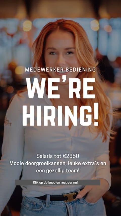Wervingscampagne Medewerker bediening bij Copper food & drinks